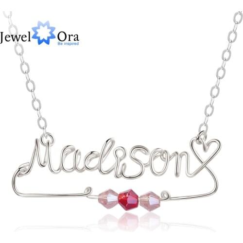 JewelOra 925 Sterling Silver Customized Handmade Wire Name Necklace Personalized Nameplate Pendant Jewelry Anniversary Xmas Gift