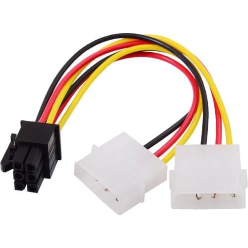 Dual 4Pin to 6 Pin EPS 12V Graphics Card Power Supply Converter Cable