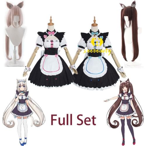 Anime Nekopara Chocolate Vanilla Cosplay Maid Dress Lolita Cute Costume Cat Neko Women Costume Halloween Show Girls Skirt Set