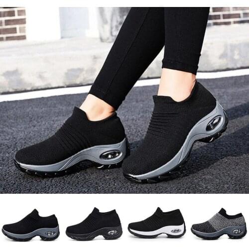 Large Size Air Cushion Thick Soles Sock Sneakers Womens Sport Shoes on The Platform Running Shoes Women Sports Shoes GME-2080
