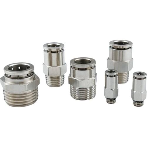 4mm 6mm 8mm 10mm 12mm 14mm 16mm To M5 1/8" 1/4" 3/8" 1/2" BSP Male Brass One Touch Air Pneumatic Fitting Quick Connector