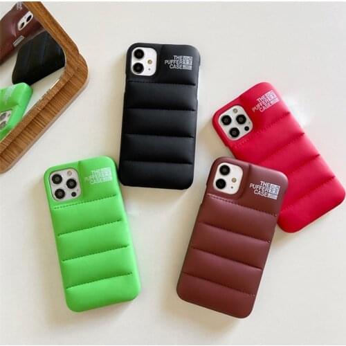 Fashion Brand Shockproof Phone Case For iPhone 12 11 Pro Max X XS Max XR 7 8 Plus SE 2020 Smooth Down Jacket Soft Silicone Cover