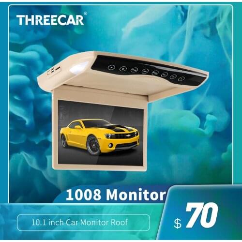 1080P 10.1 Inch Car Monitor Flip Down TFT LCD Automobile Roof Mount Monitors With MP5 Player USB SD Car Ceiling Monitor
