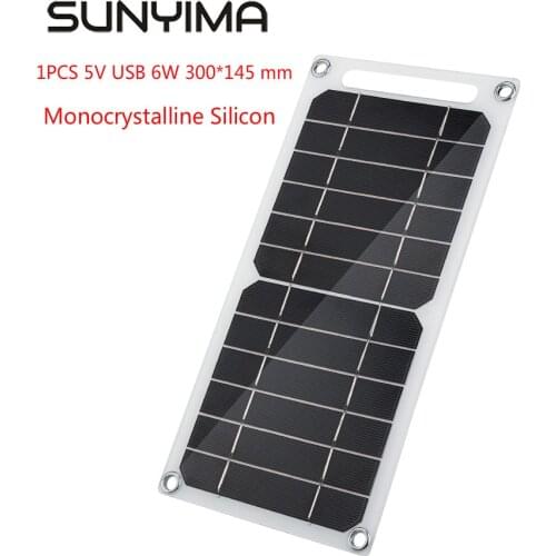 SUNYIMA Monocrystalline Solar Panel 5V USB 6W Semi Flexible Solar Cell DIY Module Power Bank Battery Charger for Camping Hiking