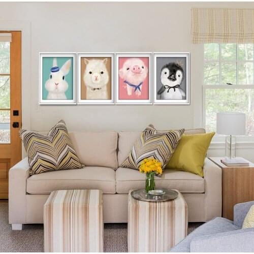 Cartoon Animal 5D Diamond Painting Pig Rabbit Penguin Alpaca Embroidery Cross Craft Stitch Kit Home Room Wall Decor+Tools