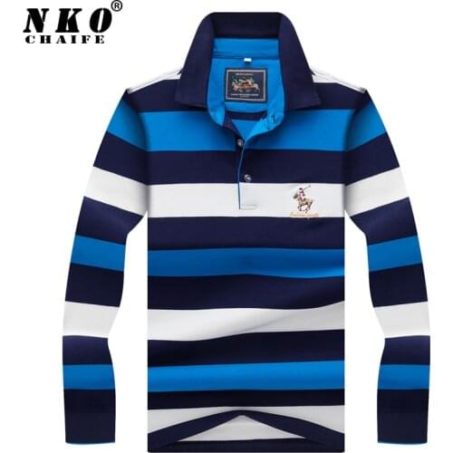 CHAIFENKO Fashion 3D Embroidery Stripe Long Sleeve Polo Shirt Men High Quality Business Men Polo Shirts Slim Casual Top Tees Men