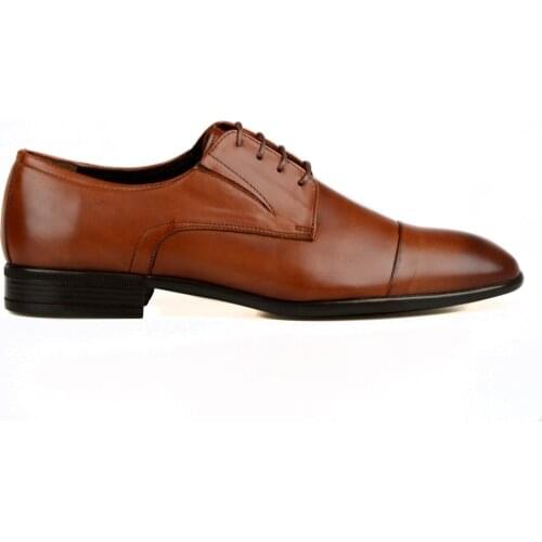 FootCourt- Handmade Tan Leather Men Dress Shoes Wedding and Banquet Men Lace-up Office Shoes Derby Shoes High quality Handcraft