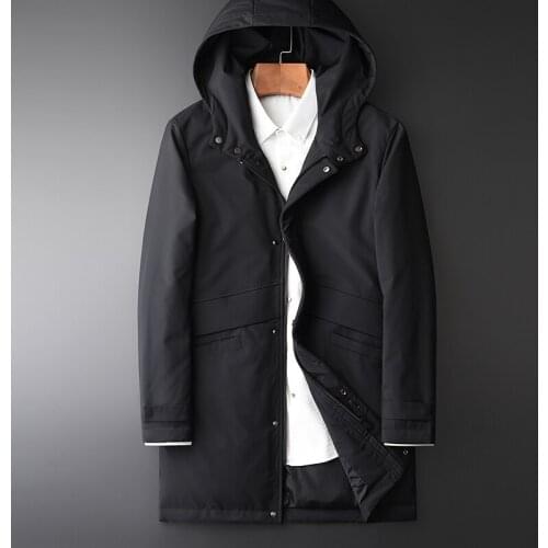 Classic Mens Down Jacket 90% Duck Down Winter Long Hooded Men Jacket Simple Design Slim Fit Trend Thickening Keep Warm Coat Men