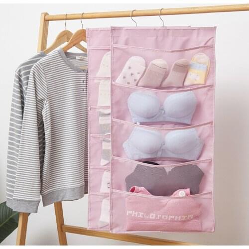 2019 new storage hanging bag Oxford cloth wall hanging dormitory double sided underwear socks bra storage hanging bag