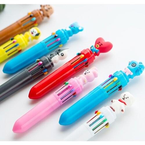 10 Colors Cute Multicolor Ballpoint Pen Kawaii Cartoon 0.7mm Colorful Pens Office School student friend stationery gift