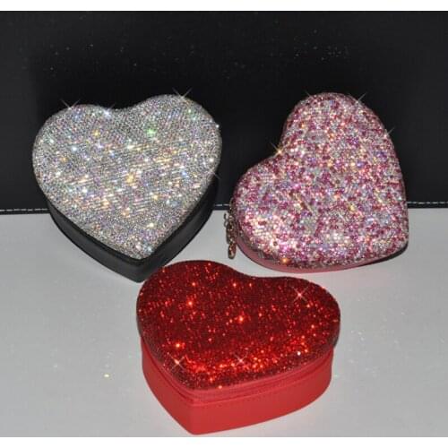 Heart-shaped Jewelry Boxes Diamond Travel Portable Jewelry Storage Box Earrings Ring Organizer Box Necklace Earings Packaging