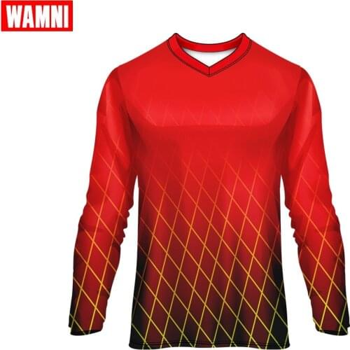 WAMNI Sports V-Neck Long Sleeve Thin Tee Running American Football Jerseys 3D Gradient Quick drying Top Loose Tshirt