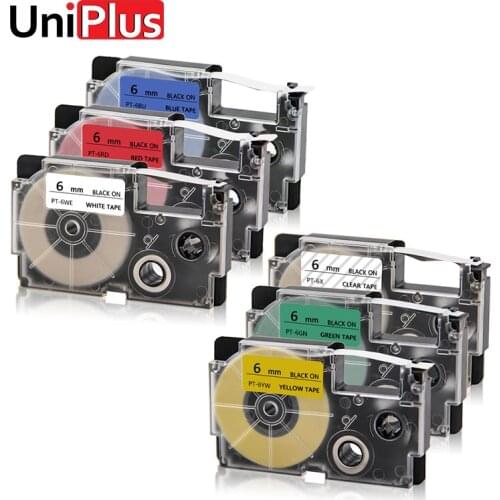 UniPlus XR-6X XR6WE XR-6RD XR 6YW Label Tapes Replace Casio Label Maker XR-6B XR-6GN 6mm Multi Colors for KL-60 KL-60SR KL120 EZ