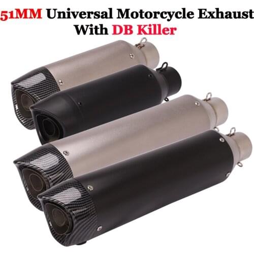 Inlet 51mm Universal Motorcycle Exhaust Escape Moto Modified Muffler DB Killer For GSX-R600 750 BK750 R25 R6 Z250 Ninja650 ATV