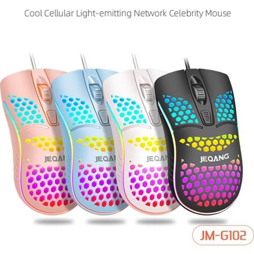 JM-G102 Honeycomb Wired USB Gaming Mouse 4 Buttons 1600 DPI 3 Gears Adjustable Optical Gaming Mice for Desktop Laptop Gamer