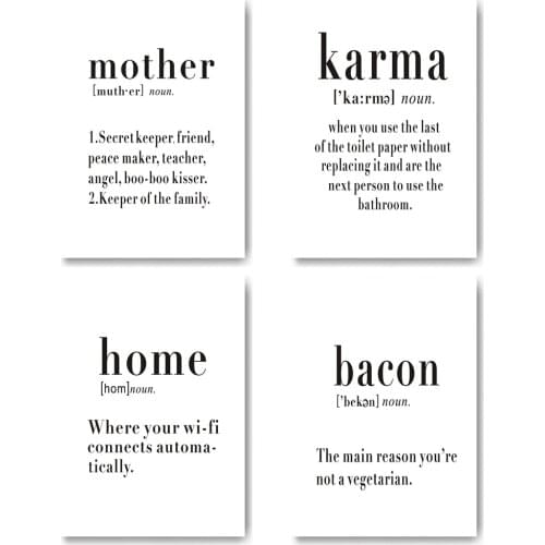 Inspirational Text Poster Black and White Family Alphabet Wall Paintings Frameless Oil Painting Wall Art Canvas Home Decor Study