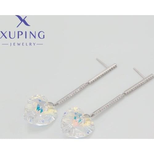 Xuping Jewelry New Style Heart Shape Dangle Crystals Earrings for Women Popular Design Wedding Gift 20154