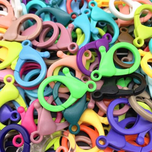 10pcs 35*22mm Candy Colors Acrylic Lobster Clasps Hooks Key Chain Sweet Key Rings for DIY Charms Keychain Jewelry Accessories
