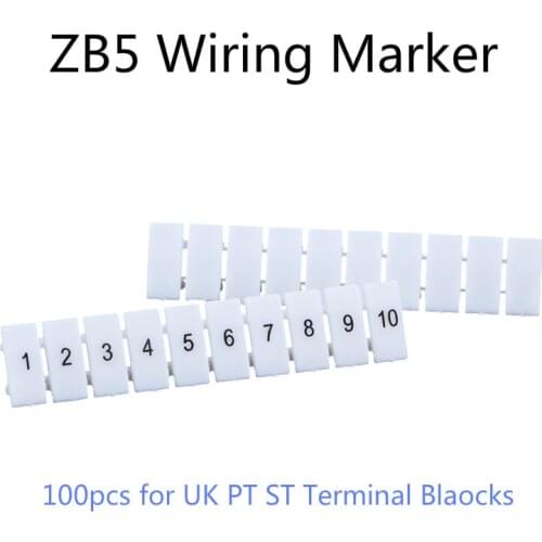 ZB-5 Plastic Wiring Markers 1-100 Numbers Cable Marker Strips for UK ST PT Din Rail Terminal Blocks ZB5