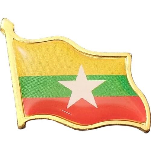 Myanmar Flag Brooch Beautiful Enamel Pins Electroplated Gold Badge Knapsack/Tie/School Bag Decoration Accessories
