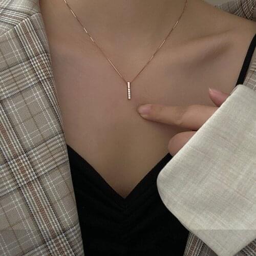 Charming Neck Chain Fashion Simple Long Strip Geometry Pendant Necklace Womens Wedding S925 Silvery Accessories Statement Gift