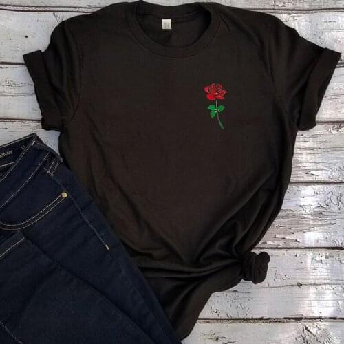 Female Fashion Tops Rose Shirt Women Shirts Feminist Tees Flowers Plants Tee Girls Tops Women T-shirt Letter Casual Print