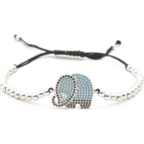 Top Quality Full Shining CZ Zircon Elephant Love Bracelet for Women Gold Color Chain Link Charm Bracelets Jewelry for Wedding