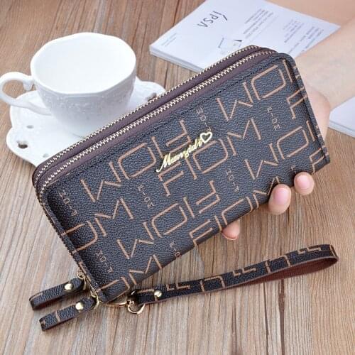 Women Wallet 2021 Fashion Women Long Zipper Wrist Purses Clutch bag dual zippers Mobile Phone Bag Female Card Holder Carteira