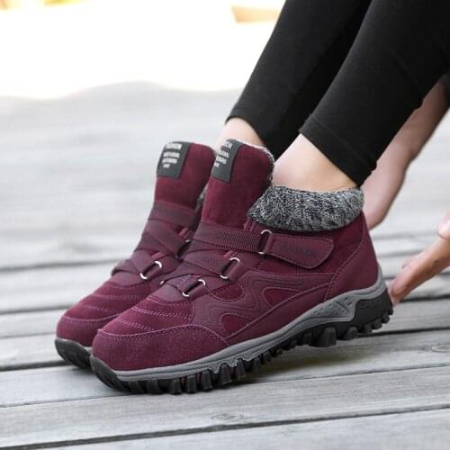 Winter Women Boots ladies Lady Genuine Leather Warm Flat Platform Fur Waterproof Snow Sneakers Shoes Plush Fashion Casual Boots