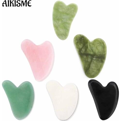 1pc Jade Stone Heart-shaped Gua Sha Scraper Massage Handmade Guasha Board Anti Wrinkle Skin Care Gouache Scraper Beauty