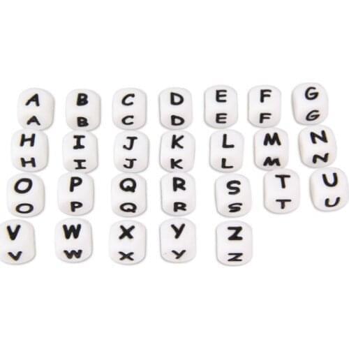 10pcs/lot BPA Free Food Grade Silicone 12mm Alphabet Letter Teething Beads DIY Baby Bracelets Chewing Jewelry Teethers Necklaces