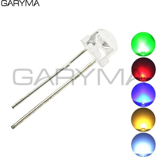 100Pcs 5mm Diode Straw Hat Red Blue Yellow White Green SMD SMT LED Clear Super Bright Wide Angle Bulb 20000mcd Lamp