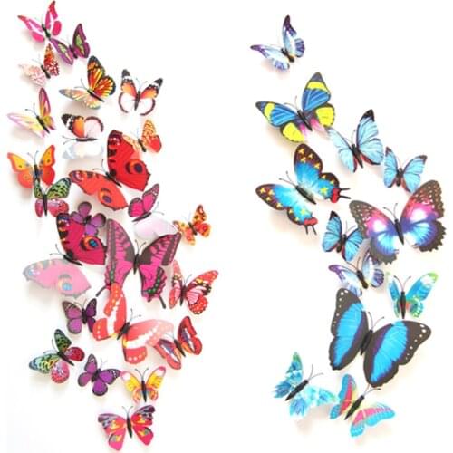 12 pcs/set DIY 3D Butterfly wall stickers home decor for living room bedroom kitchen toilet and Festive wedding decoration