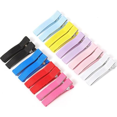 20pcs 5/3.5cm Colorful Fabric Hair Clip Base Kids Hairpin Grosgrain Ribbon Cover Hairclip for Bow Jewelry Making Diy Accessories