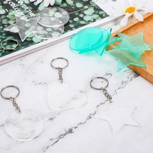 24Set Key Chains Clear Acrylic Keychain Blanks Tassels Keyring for DIY Key Rings