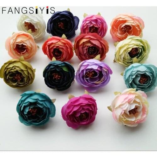 25PCS DIY wedding path bedroom decor balls hand flower artificial flower heads Manual accessories Silk tea rose flower handmade