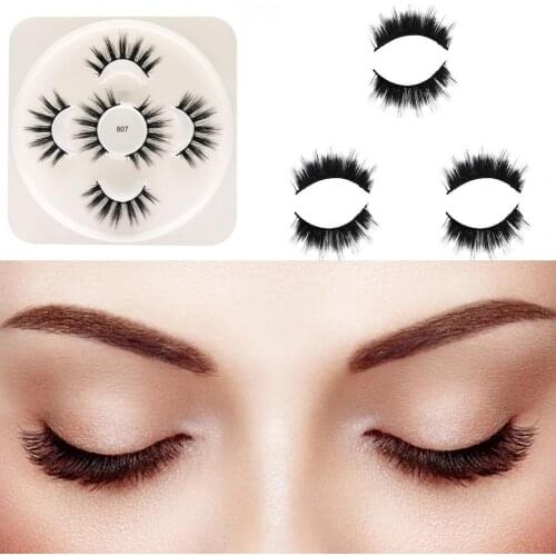 3PairsThick Long False Eyelashes Easy to Remove Waterproof Fiber Lotus Plate Makeup Extensions Eye Lashes Box Package