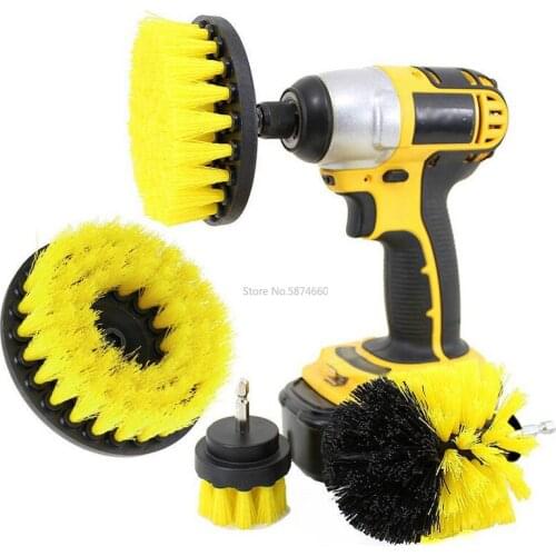 3Pcs/Set 2/3.5/4'' Electric Scrubber Brush Drill Brush Kit Plastic Round Cleaning Brush for Carpet Glass Car Tires Nylon Brushes