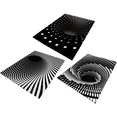 3D Area Rug Floor Mat Illusion Area Rug Anti-Skid Non-Woven Black White Doormat 3D Visual Floor Rug Carpet