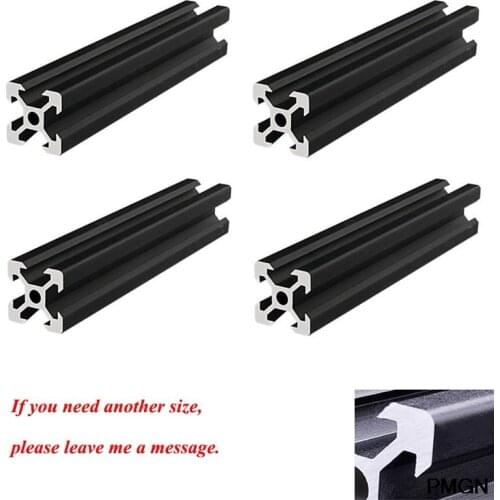 4pcs/lot BLACK 2020 V-slot European Standard Anodized Aluminum Profile Extrusion 100mm-800mm Linear Rail for CNC 3D Printer