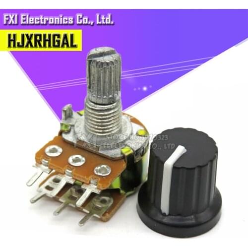 5Sets 5PCS+5PCS WH148 B1K ~ B1M ohm 1K 2K 5K 10K 20K 6Pin 15mm 10K 3 Terminal Linear Taper Rotary potentiometer for Arduino