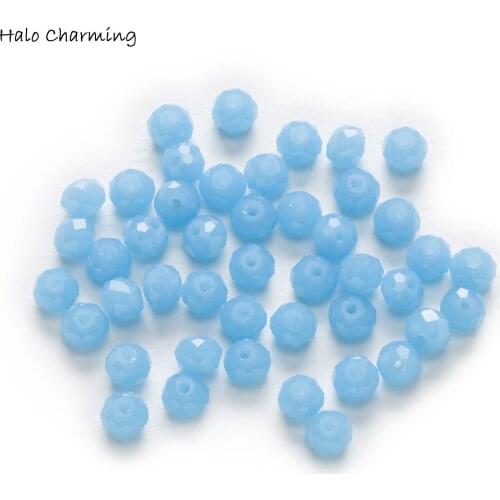 50 Piece Lake Blue Crystal Glass Rondelle Quartz Faceted Beads Fit Necklace Bracelet Making For Women 4-8mm