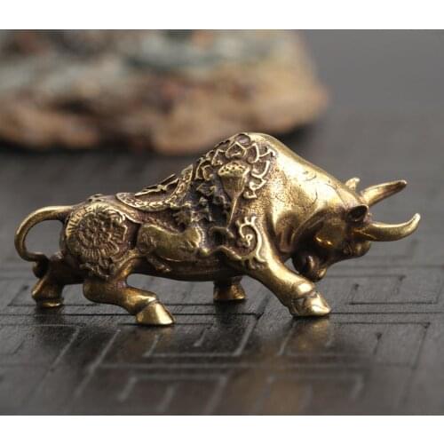 Accessories Bull Ornament Sculpture Copper Miniatures Figurines Desk Decoration Bull Ornament Made Of Pure Copper Handmade Lines