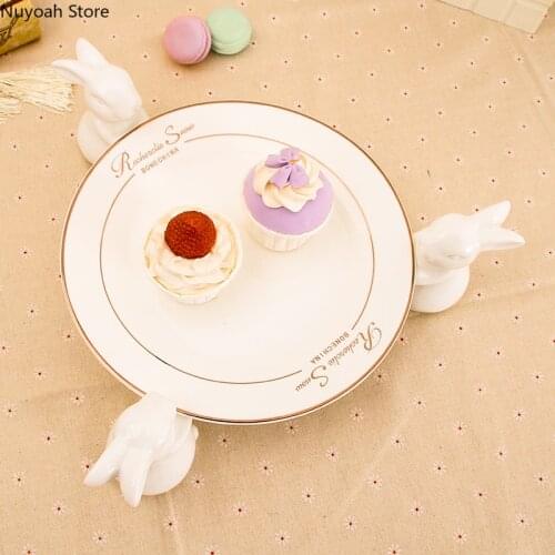 White Ceramic Rabbit Tray Creative Candy Tray Wedding Birthday Cake Tray Stand Dessert Table Tea Dessert Stand Display Plate