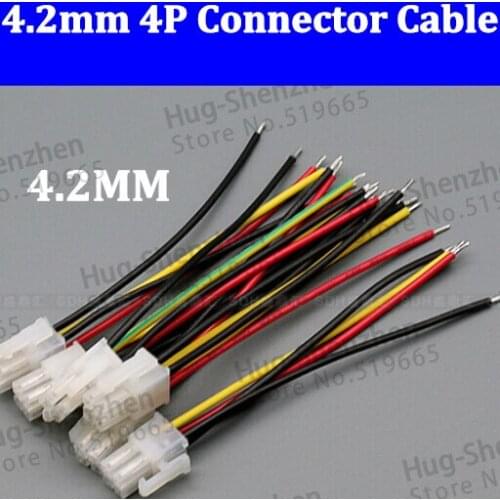 Free shipping 100pcs 4.2mm 4P Crimp Terminal Connector Cable 100MM 4.2 mm 22AWG