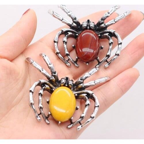 Natural Stone Brooches Lapis Lazuli Rose Quartzs Pin Pendants for Women Weddings Banquet Party Brooches Pins Gifts Size 50x60mm