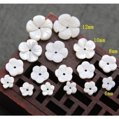 10pcs / bag natural shell 8mm delicate carved plum beads ladies fashion jewelry making DIY hair clip earrings brooch accessories