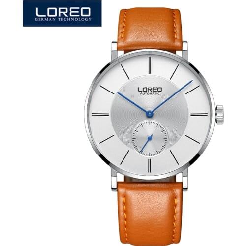 LOREO Mechanical Watches Minimalist Watch Men Wristwatch Luxury 50M Waterproof Automatic hombre Relogio Masculino 2020 Calendar