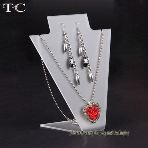 Fashion Acrylic Jewelry Set Display Earring Holder Pendant Stand Necklace Holder L Jewellery Display Necklace Rack