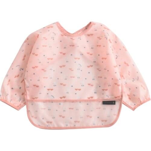 Baby Bibs Boys Girls Infant Tops Waterproof Cartoon Design Long Sleeve Unisex Toddler Clothes